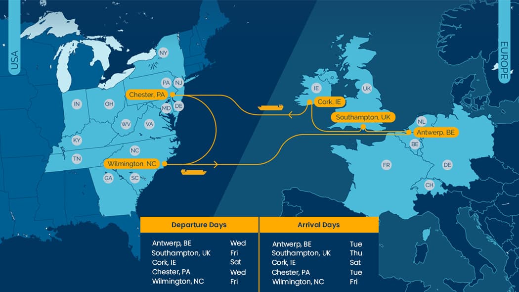 ICL North Atlantic Service Map