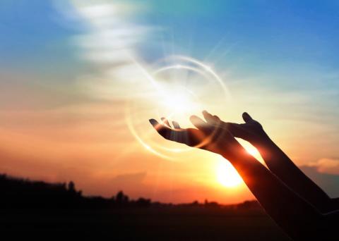 hands in sunset